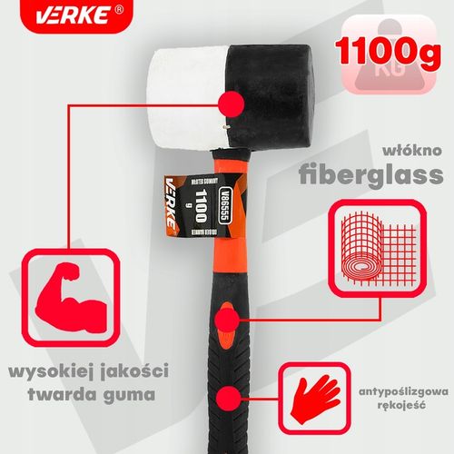 MŁOTEK GUMOWY BRUKARSKI BLACHARSKI DO KOSTKI BRUKOWEJ 1100g FIBERGLASS na Arena.pl