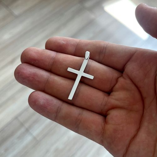 PIĘKNY MĘSKI DUŻY SREBRNY KRZYŻYK 925 RODOWANY KRZYŻ PREZENT DLA MĘŻCZYZNY na Arena.pl