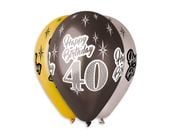 balony 40-te urodziny happy birthday 12"/6szt.