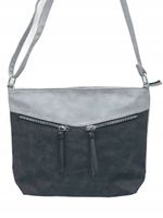 Paola Bags - torebka worek dwie kieszonki na zamek czarno-szary 5578-121