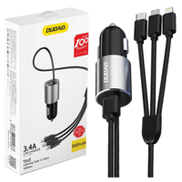 dudao 3w1 ładowarka samochodowa usb 3,4 a wbudowany kabel lightning /