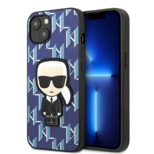 Etui Karl Lagerfeld Monogram Ikonik Patch na iPhone 13 - niebieskie na Arena.pl