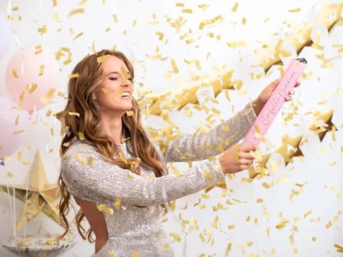 Konfetti pneumatyczne tuba papierowe paski złote, 40 cm na Arena.pl