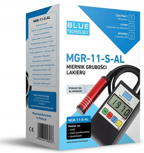 MGR-11-S-AL MIERNIK CZUJNIK TESTER GRUBOŚCI LAKIERU+GRATIS SONDA PŁASKA na Arena.pl