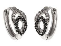 Eleganckie rodowane srebrne kolczyki koła kółka z białymi i czarnymi cyrkoniami srebro 925 K1415