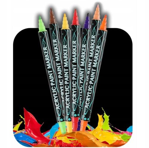 MARKERY AKRYLOWE PISAKI FLAMASTRY Z FARBĄ 36szt DWUSTRONNE WODOODPORNE na Arena.pl