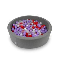 Suchy basen 110x30cm szary z piłeczkami 400szt (przezroczyste, perłowe, wrzosowe, czerwone)