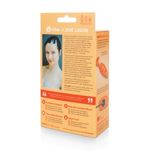 b-vibe texture plug swirl orange - wibrujący model z falistą powierzchnią na Arena.pl