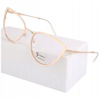 ZŁOTE Okulary KOCIE OCZY z Filtrem NIEBIESKIM Zerówki Oprawki do komputera