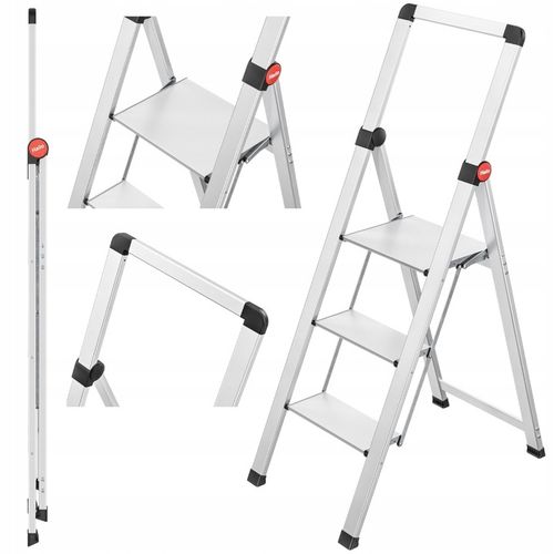 Schodki składane aluminiowe HAILO DK40 BasicLine, 3 stopnie, super wąskie na Arena.pl