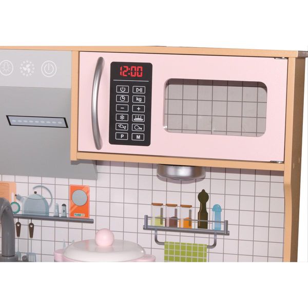 KUCHNIA DREWNIANA DLA DZIECI PODŚWIETLANE PALNIKI LAMPKA LED 87x30x83,5CM WOODEN zdjęcie 9