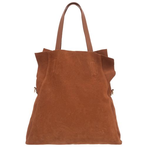 VERA PELLE torebka zamszowa shopper z paskiem na ramię V676 c.bordowa na Arena.pl