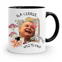Kubek Czarny Śmieszny Pis Jarosław Kaczyński Z Nadrukiem Ze Zdjęciem