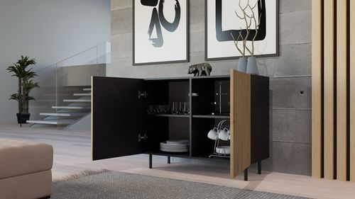 Komoda KAMA 2D SLIM/LAMEL CZARNY na Arena.pl