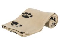 Przytulny beżowy kocyk w czarne łapki dla psa lub kota - Trixie 100x70cm