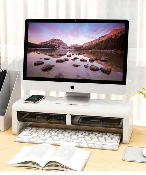 PÓŁKA PODSTAWKA POD MONITOR Z SZUFLADKAMI BIAŁA NADSTAWKA NA BIURKO RK2 zdjęcie 10