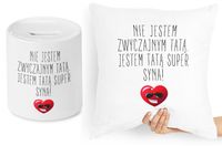 Dla Taty Zestaw Poduszka + Skarbonka Prezent Z Nadrukiem Ze Zdjęciem