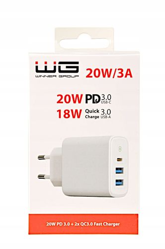 Ładowarka WG 2xUSB A USB C Quick Charge 3.0 PD 20W na Arena.pl