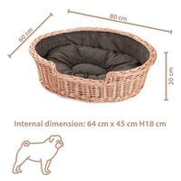 POPPY WIKLINOWE OWALNE LEGOWISKO DLA ZWIERZĄT KOSZ DLA PSA 80X60 H20 / ROZMIAR WEWNĘTRZNY 64X45 H18 CM