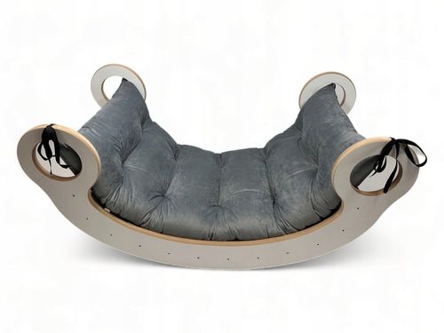 Drewniany Bujak Montessori dziecka +Poduszka Szara +Ścianka +Zjeżdżalnia CE na Arena.pl