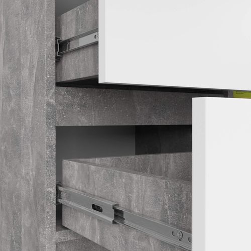 Komoda 80 cm JERRY nowoczesna 1 drzwi 3 szuflady - beton biała na Arena.pl