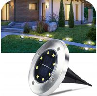 12x LAMPA SOLARNA WBIJANA OGRODOWA NAJAZDOWA DYSK 16 LED GRUNTOWA DO OGRODU