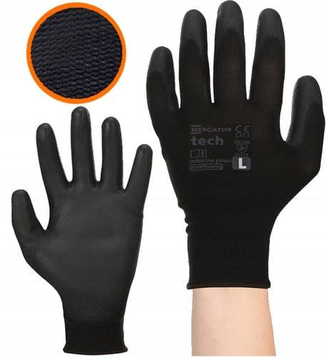 rękawice robocze mercator tech black+black pu - l - 1 para na Arena.pl