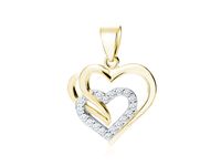 POZŁACANY RODOWANY SREBRNY WISIOREK POTRÓJNE SERCE SERDUSZKO BIAŁE CYRKONIE