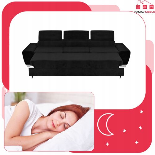 Zestaw mebli wypoczynkowych salon Bosso Sofa 3os fotele czarne na Arena.pl