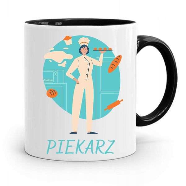 Kubek Czarny Prezent Dla Kucharza Kucharki Piekarz Z Nadrukiem Ze Zdjęciem zdjęcie 1