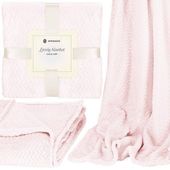 Narzuta na łóżko, pled 200x220 cm tłoczony, dwustronny koc na kanapę pudrowy róż