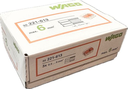 Wago złączka uniwersalna Compact do przewodów jednodrutowych wielodrutowych 3x 0,5 - 6 mm2 221-613 30 szt na Arena.pl