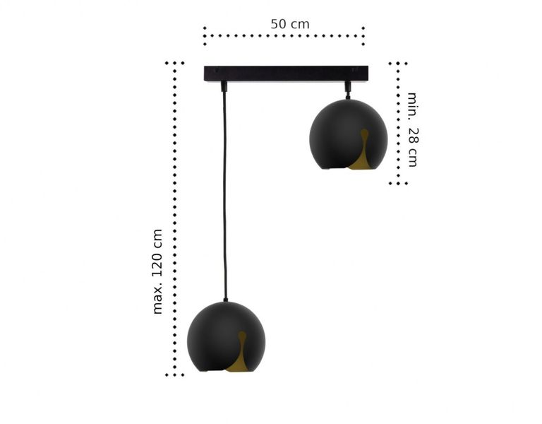 Lampa wisząca 2xE27 MALAGA BLACK zdjęcie 3