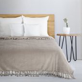 Koc flano z frędzlami EMMA 150X200 beżowy