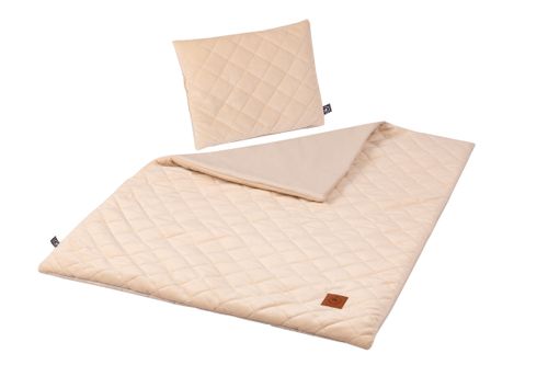 Koc z poduszką kremowy velvet soft na Arena.pl