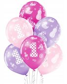 balony 1 urodziny dziewczynki (6szt.)