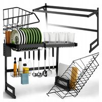 OCIEKACZ DUŻA SUSZARKA STOJACA NA NACZYNIA TALERZE SZTUĆCE CZARNA