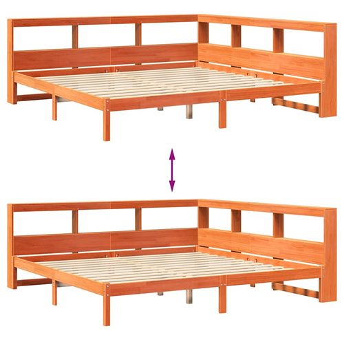 Łóżko z regałem, bez materaca, woskowy brąz, 200x200cm, sosnowe na Arena.pl