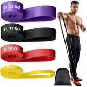 Zestaw do ćwiczeń 4 gumy oporowe FITNESS power band crossfit podciągania