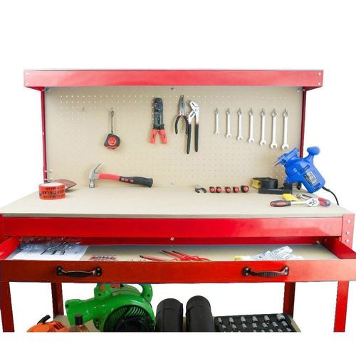 STÓŁ WARSZTATOWY ROBOCZY NARZĘDZIOWY Z SZUFLADĄ I UCHWYTAMI CZERWONY na Arena.pl