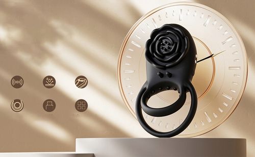 Męski wibrujący pierścień na penisa z różanym stymulatorem łechtaczki 8 na Arena.pl