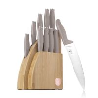 zestaw noży berlinger haus bh-3122 taupe w bloku bambusowym
