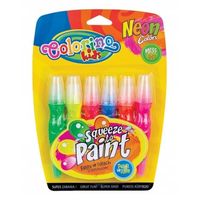 farby w tubkach z pędzelkiem 6 kolorów neonowych colorino