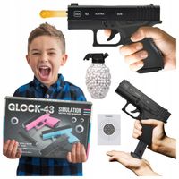 PISTOLET KRÓTKI ZABAWKOWY GLOCK NA KULKI ASG KARABIN METAL 800 KULEK GRATIS