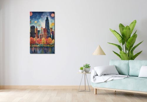 Obraz 50x90cm Panorama Malowniczego Miasta na Arena.pl