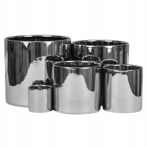 Doniczka Osłonka Ceramiczna Walec Srebrny Do Kwiatów i Kompozycji 15 cm na Arena.pl