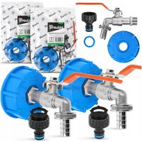 2x ZAWÓR CZERPALNY MAUZERA 1000L Kran Do Zbiornika IBC 1/2x3/4 Korek NA WĄŻ