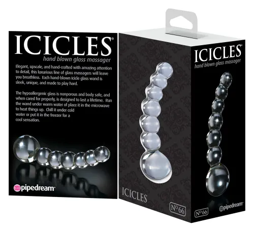 pipedream icicles 29 - szklany masażer kulkowy, długość 12 cm na Arena.pl