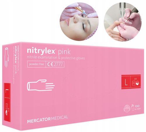 Rękawice Nitrylowe 100 szt. 9-L Nitrylex Pink na Arena.pl