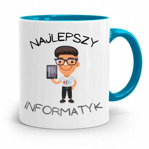 Kubek Błękitny Informatyka Najlepszy Informatyk Z Nadrukiem Ze Zdjęciem na Arena.pl